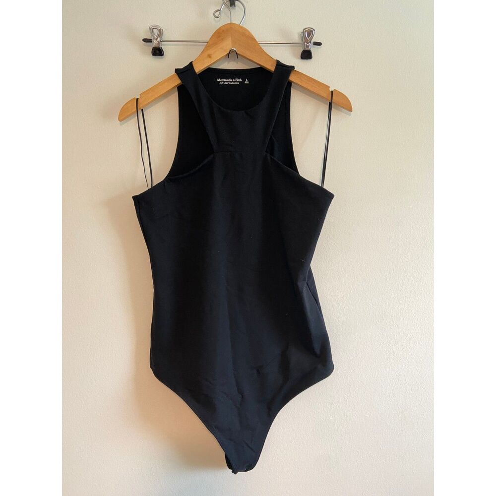 Abercrombie & Fitch High Neck Black Bodysuit Size Large Soft A&F
